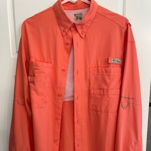 Columbia PFG long sleeve coral colored fishing shirt
